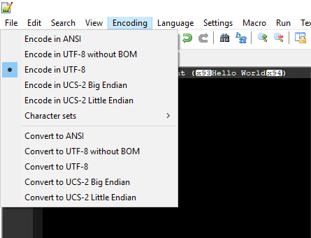 Screenshot: Encoding issue