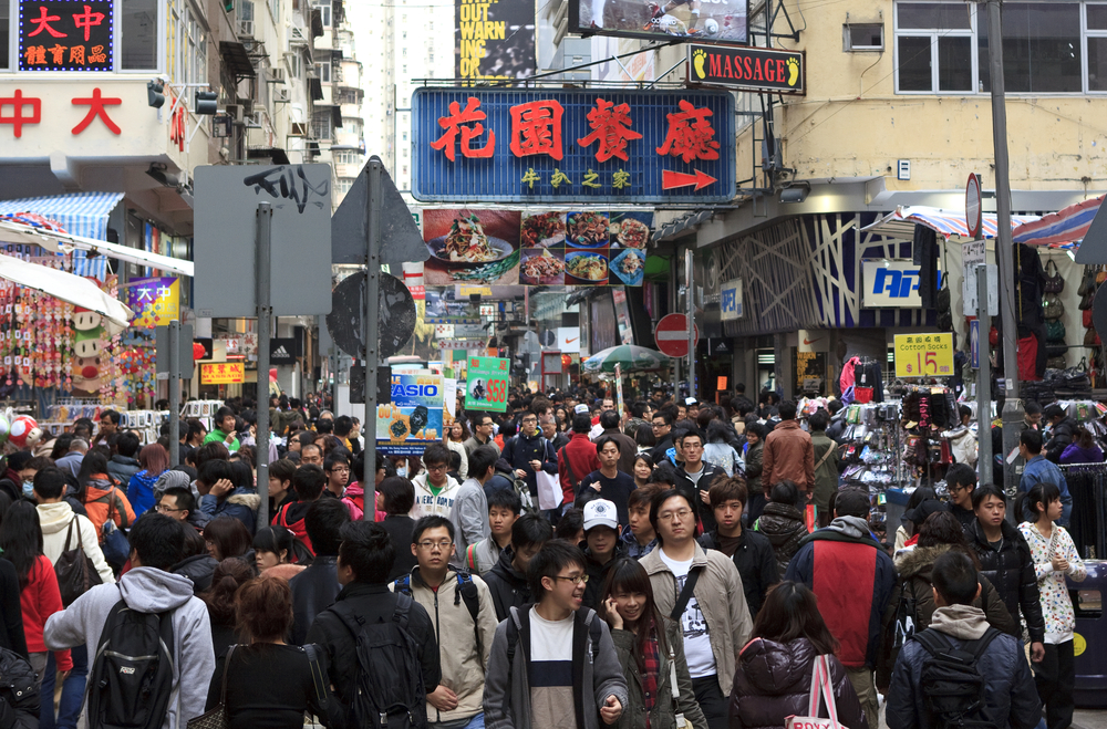 Shoppers in Hong Kong
