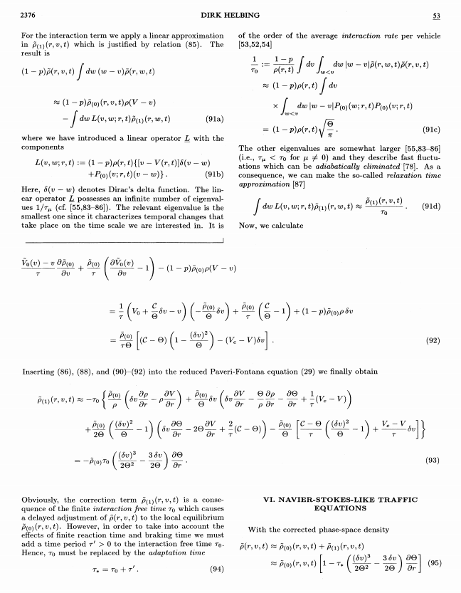 Example of traffic equations