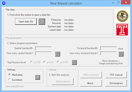 Screenshot: Near repeat calculator