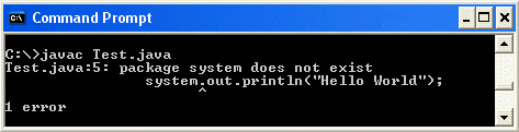 Screenshot: Error - package does not exist