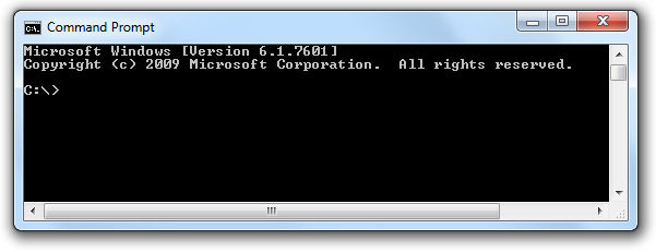 Screenshot: Command prompt showing c:\