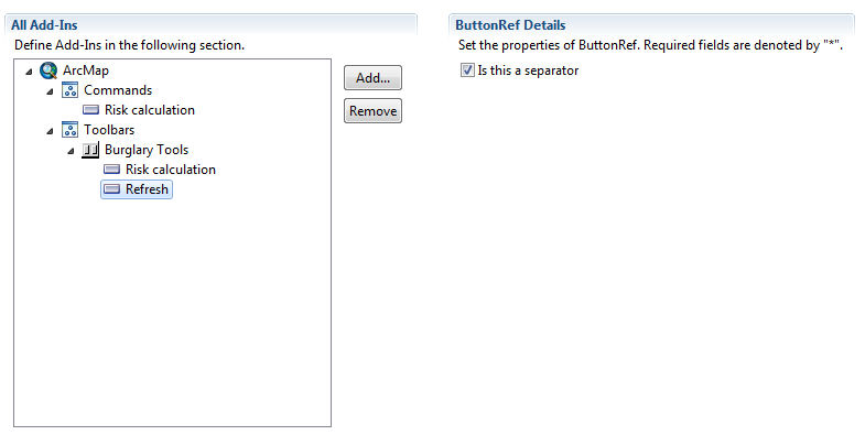 Screenshot: options for separators
