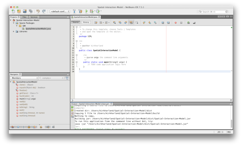 Netbeans displaying new project.