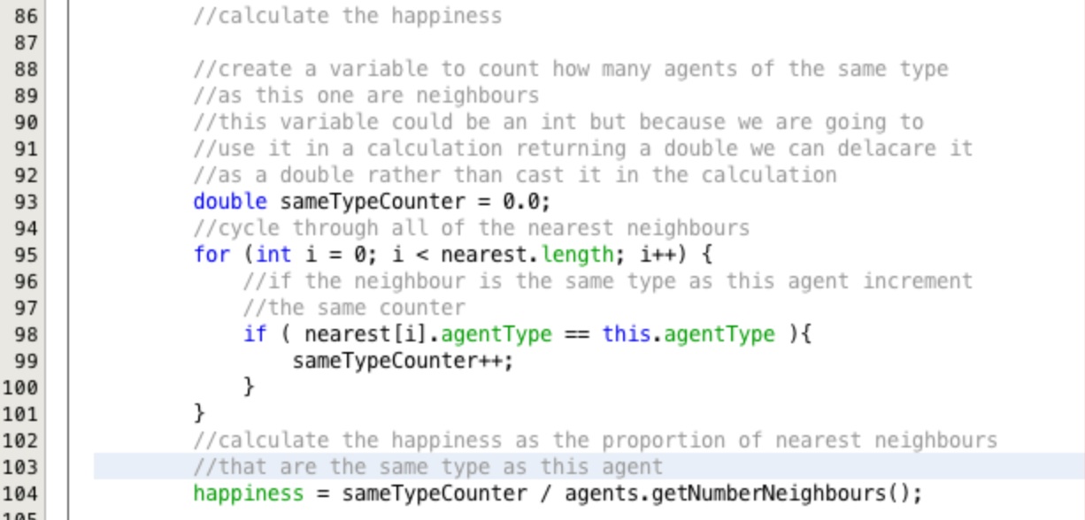 Calculating the agents happiness
