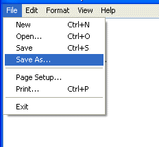 Screenshot: File menu