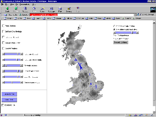 Figure 5: Disposing of Britain's Nuclear Waste web site (click on image for example interface)