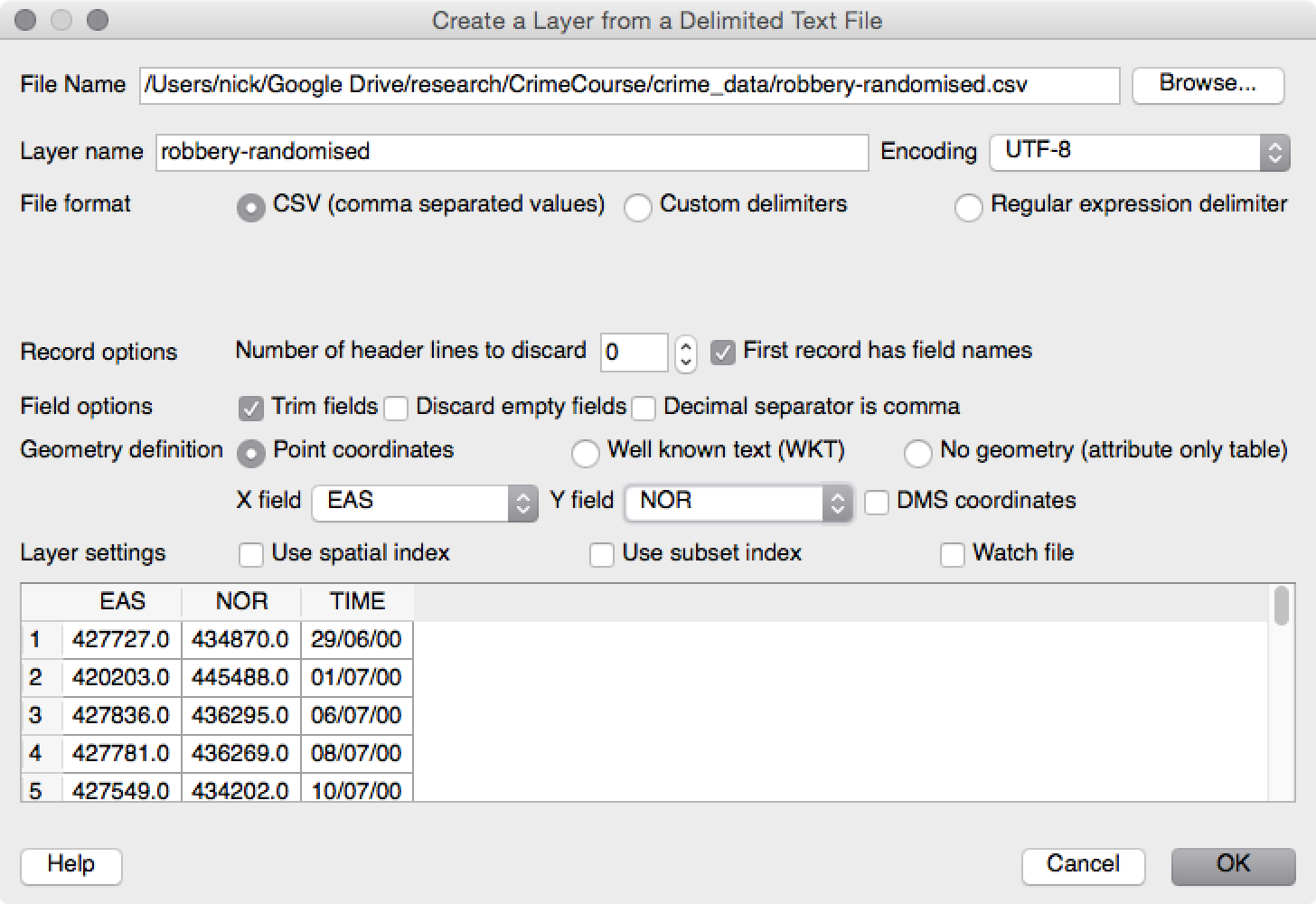 add text layer to qgis