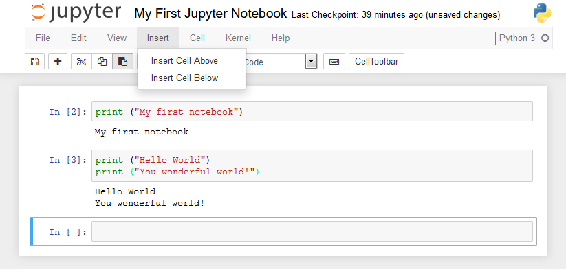 Screenshot: iPython HelloWorld