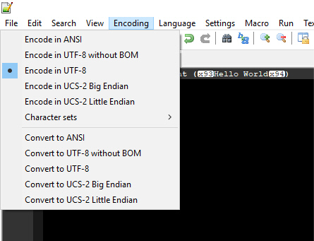 Screenshot: Encoding issue