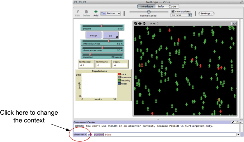 Using the command centre to change context