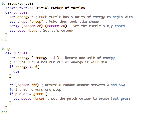 Code for using the 'energy' variable