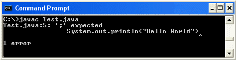 Screenshot: Error - ; expected