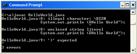 Screenshot: Illegal character