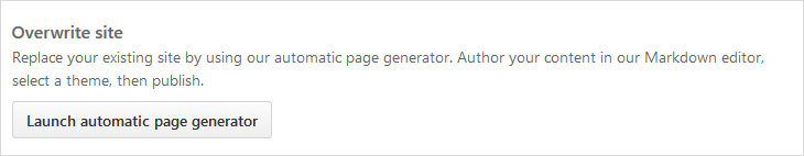 Screenshot: automatic page generator