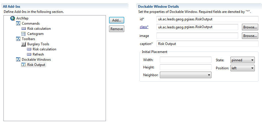 Screenshot: options for tools
