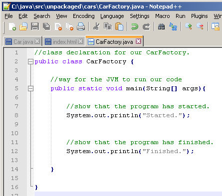 Reset the CarFactory.java file