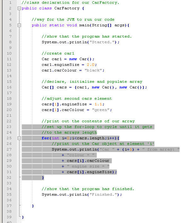 Code to insert into CarFactory.java