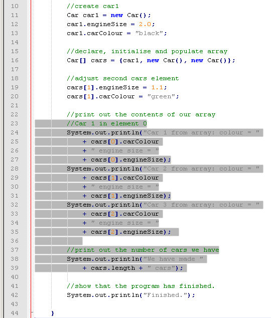 Code to delete from CarFactory.java