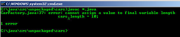 CarFactory array assignment error