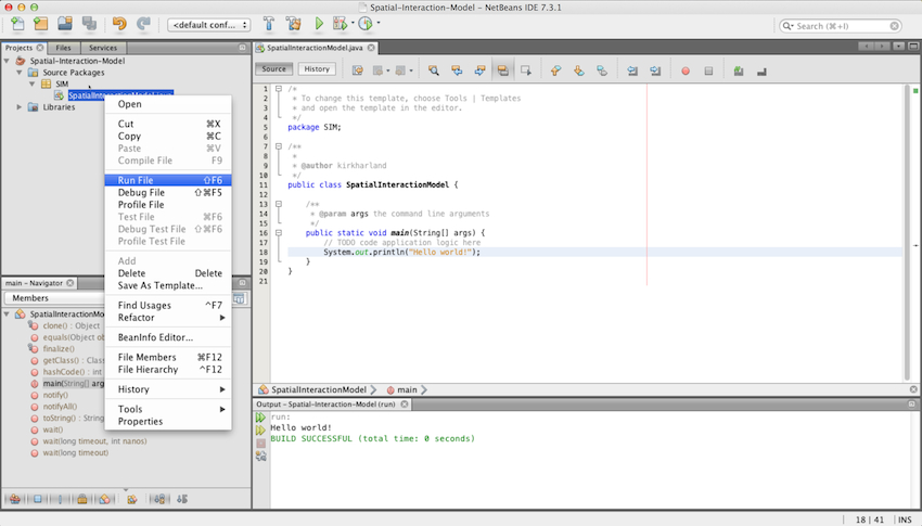 Test the run of the new project.
