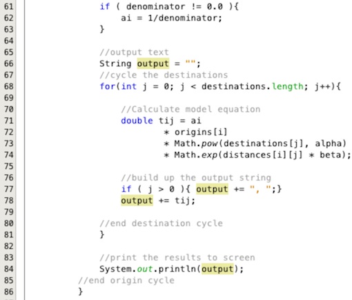 Calculation of the model equation