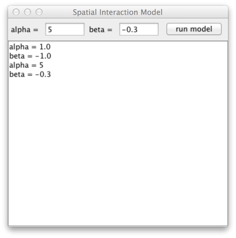 The model run screen