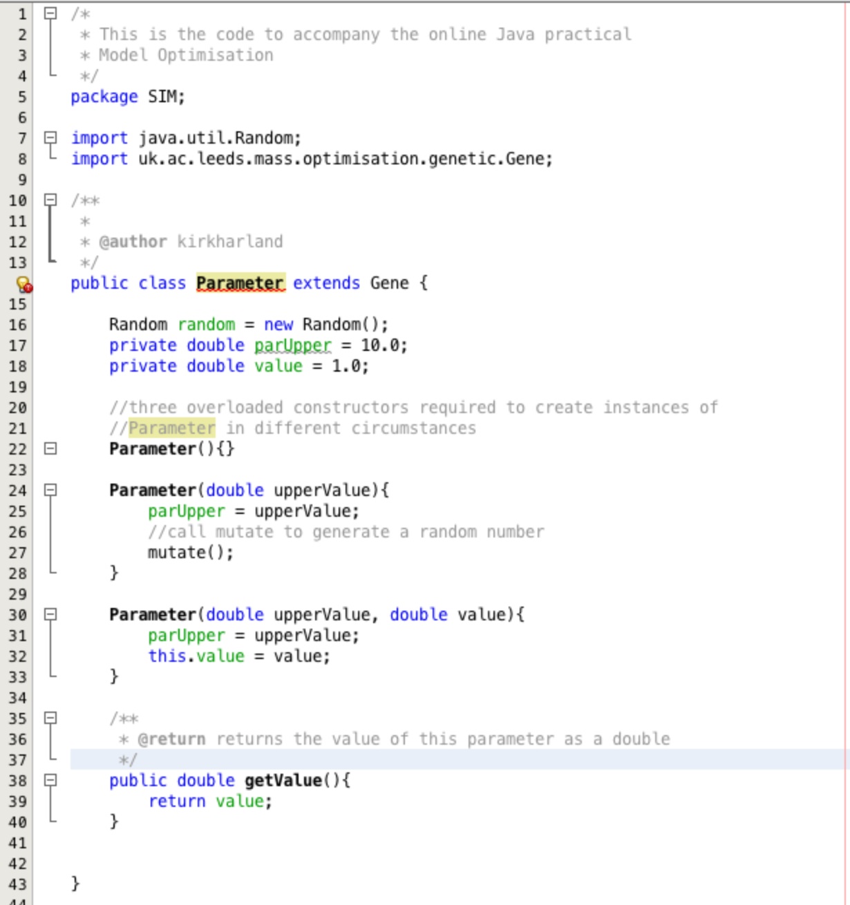 Making the Parameter class