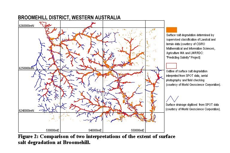 Figure 2: The extent of surface salt degradation at Broomehill