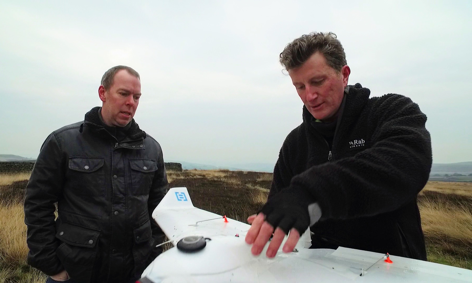 Tim Squires (right) with drone.